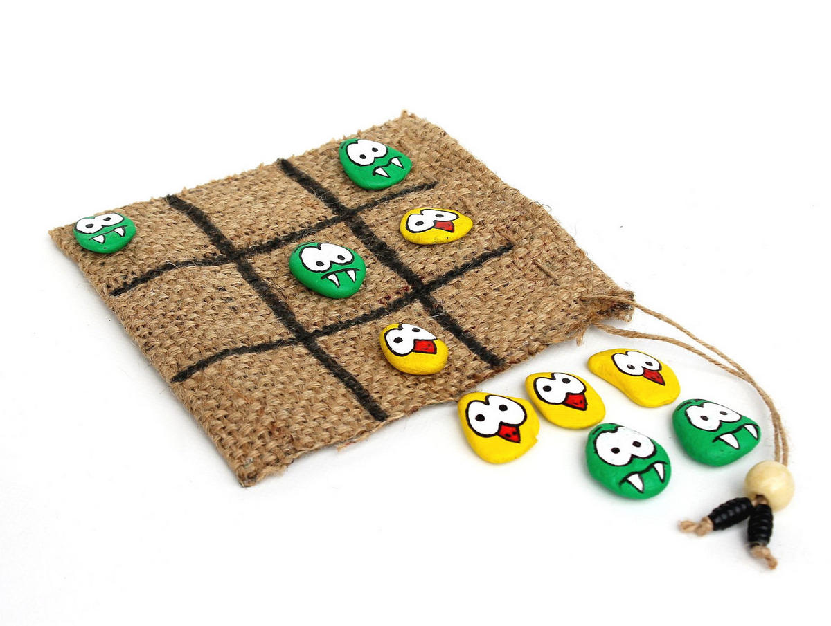 SPIEL Tic Tac Toe Spiel Holz Drei Gewinnt mehrfarbig - Grün, Holz (15/2.5cm) - DanDiBo
