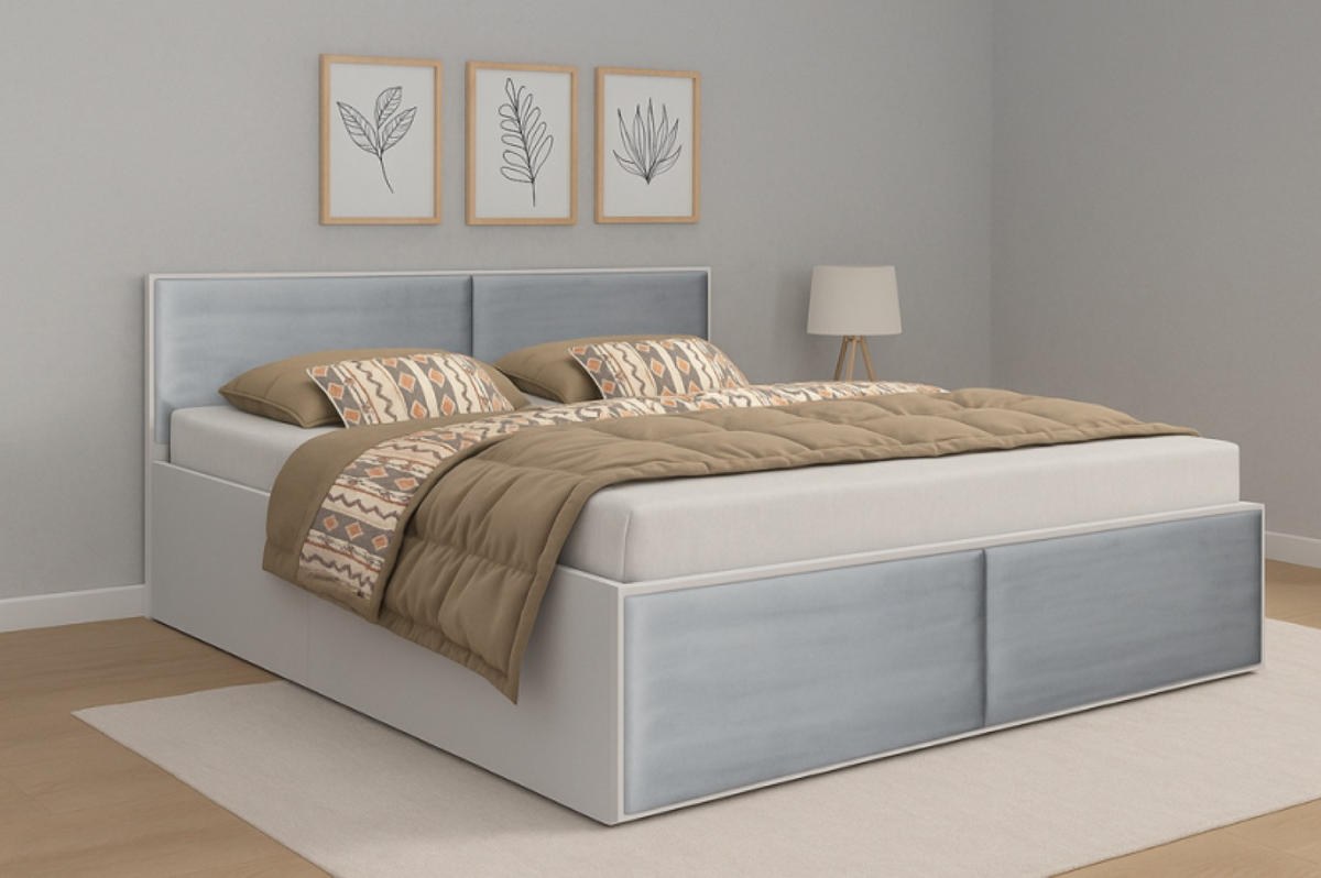 BETT Grau ALDO 2 Mit Paneelen 120x200 cm - Grau, Textil (120/200cm) - Sepro Meble