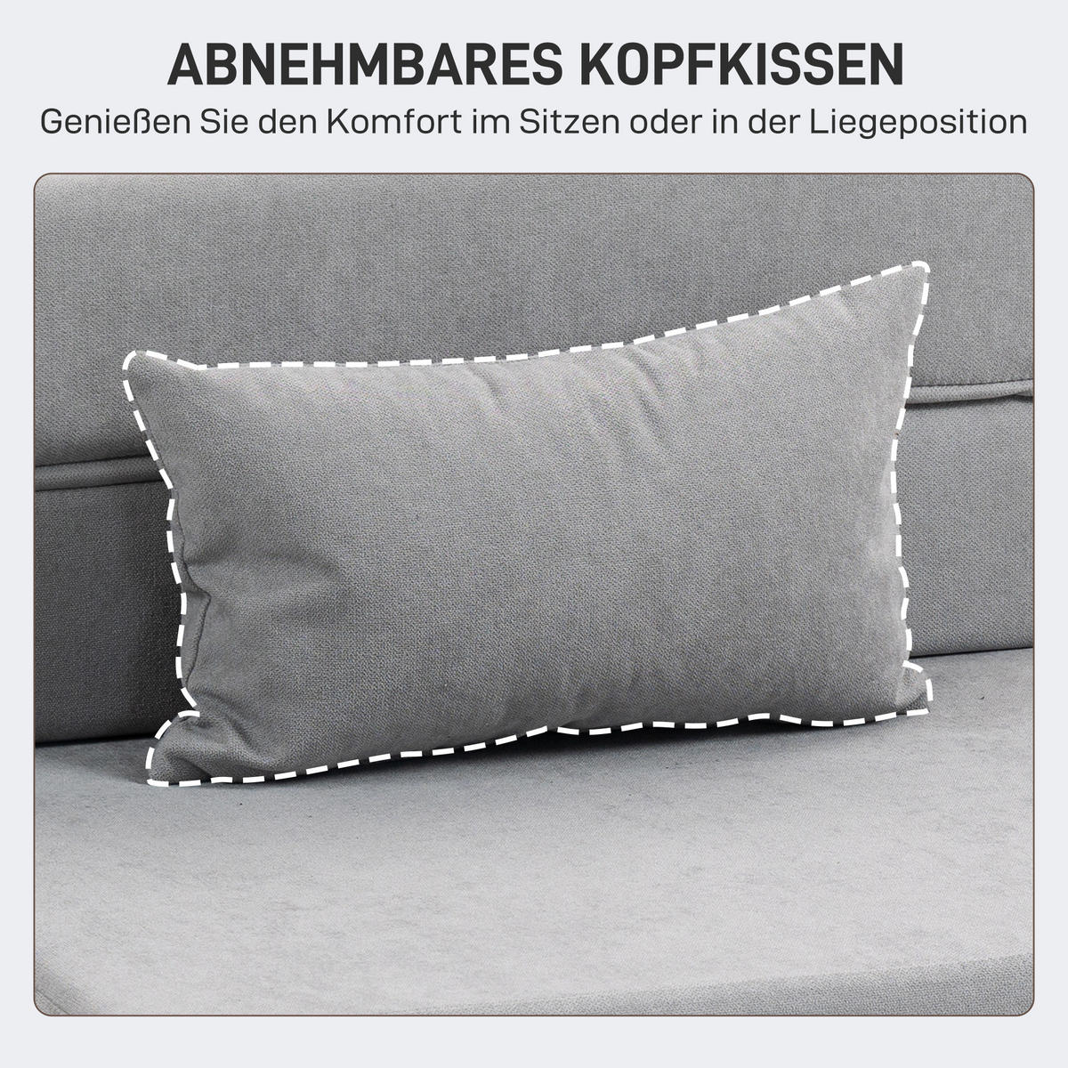 3 in 1 Schlafsessel, klappbares Schlafsofa mit Bettfunktion, Lendenkissen - Hellgrau, Kunststoff (80/15/210cm) - HOMCOM
