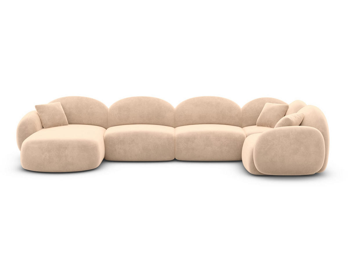 WOHNLANDSCHAFT Mirello U-Form Beige Samtstoff - Beige, Kunststoff (333/77/193cm)