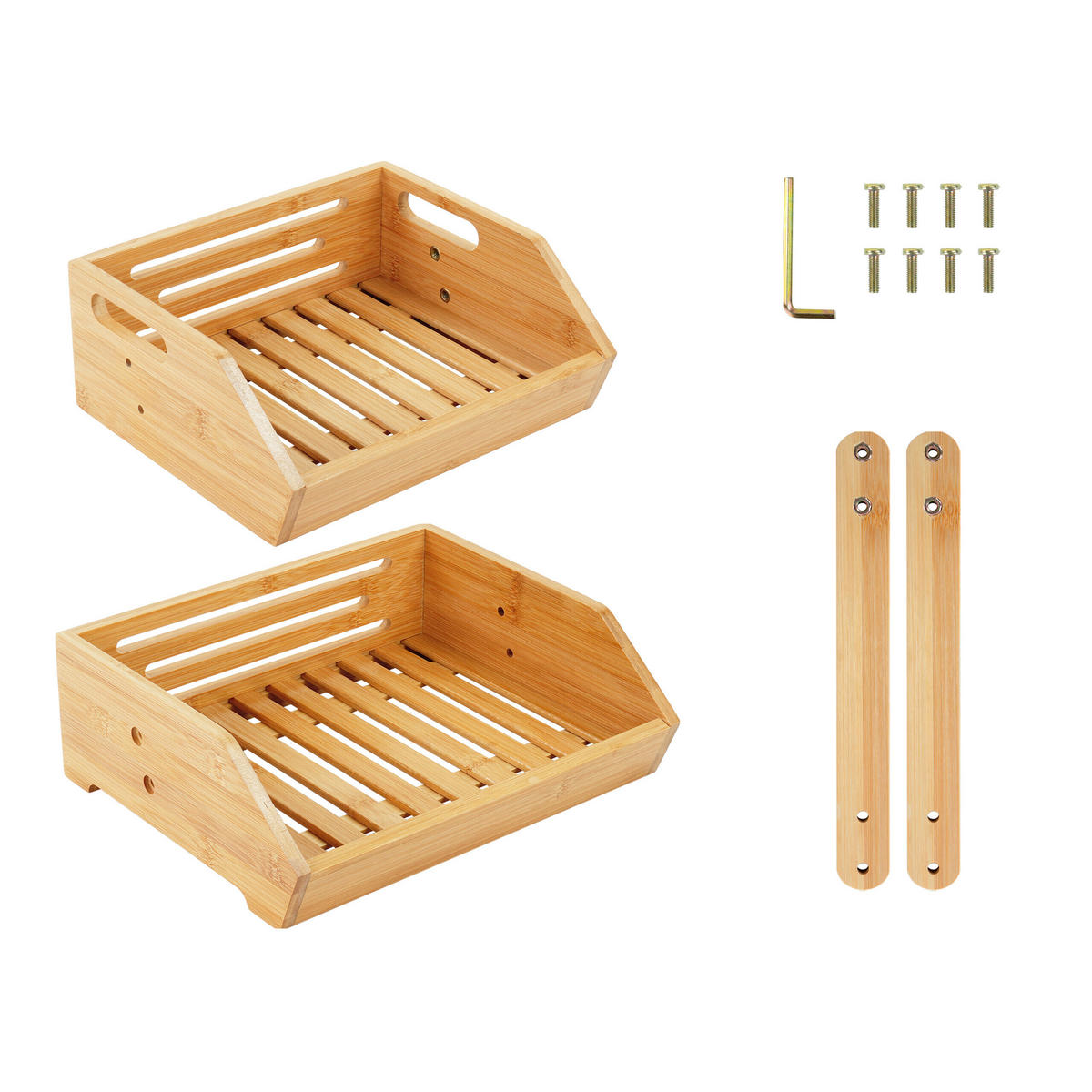 OBSTETAGERE - Hellbraun, Holz (29cm) - Relaxdays