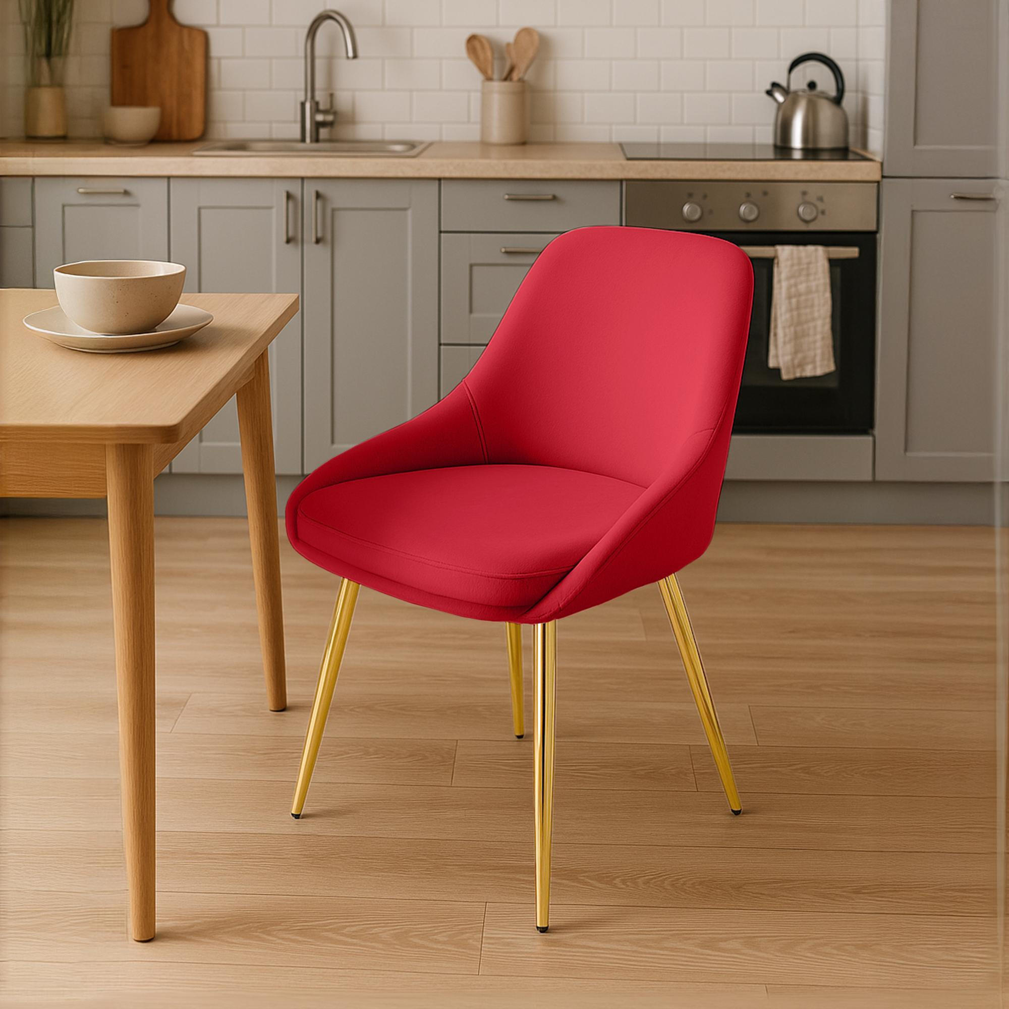 STUHL Samt Rot - Rot/Goldfarben, Textil (50/86/53cm) - CLP