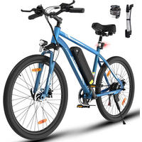 E-BIKE Mountain EG15 für Damen & Herren, 7 Gang, bis zu 90km - Blau, Metall (74cm) - ELEKGO