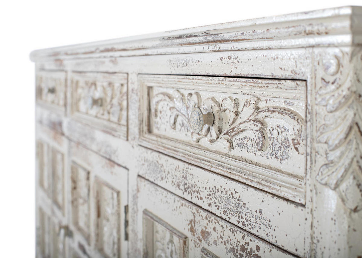 SIDEBOARD aus gealtertem weißem Mangoholz - Perlmutt, Holz (44/95/175cm) - Giner y Colomer