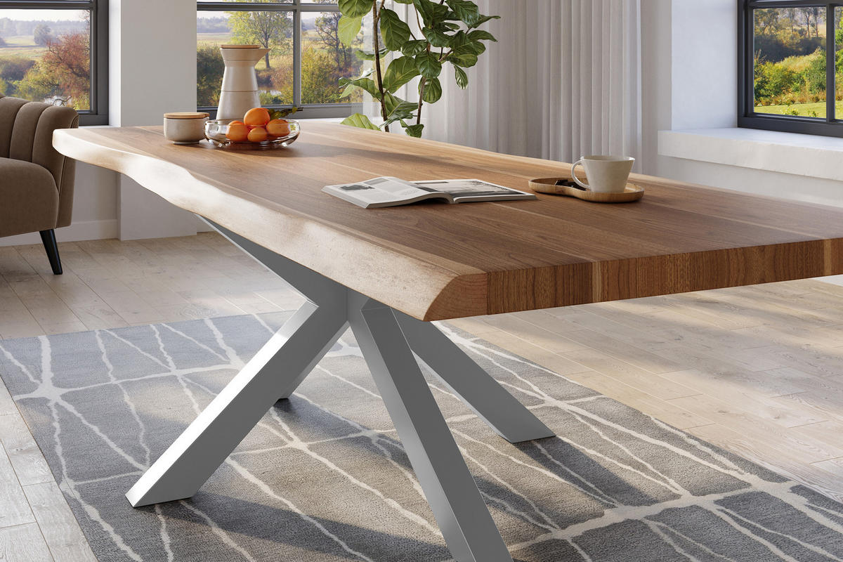 ESSTISCH TITAN - Beige/Silberfarben, Holz (120/350/79cm) - SAM