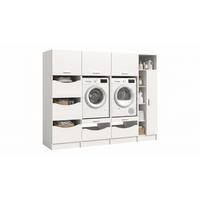 WASCHMASCHINENUMBAU 4tlg. Set Mixx Bad in weiß Nachbildung - modernes Design - B/H/T: 242x195x68 cm - Weiß, Holzwerkstoff (242/195/68cm) - Homes & Jones