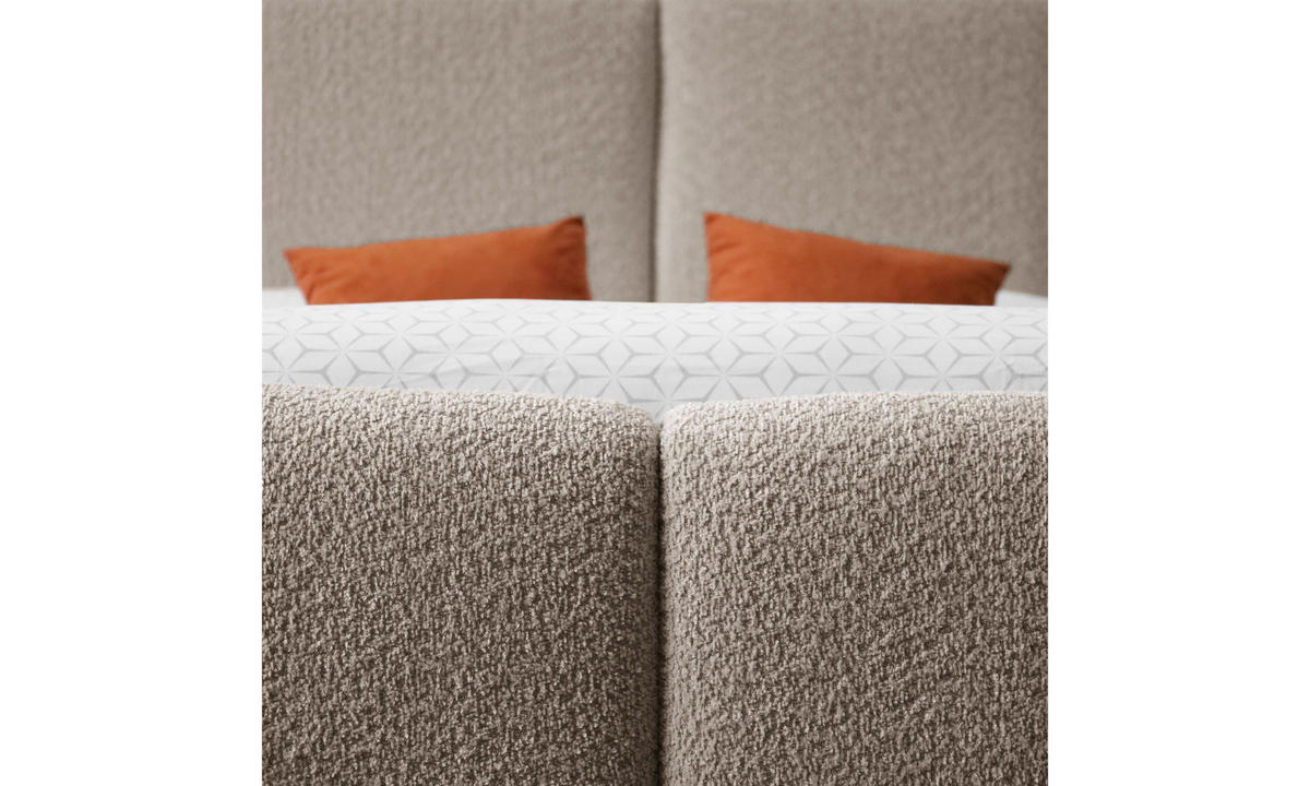 POLSTERBETT ELENA 140x200 cm Dunkelbeige (Anthology 4), 34 Holzlatten, Kopfteil 108 cm - Beige, Textil (140/200cm) - Lookway