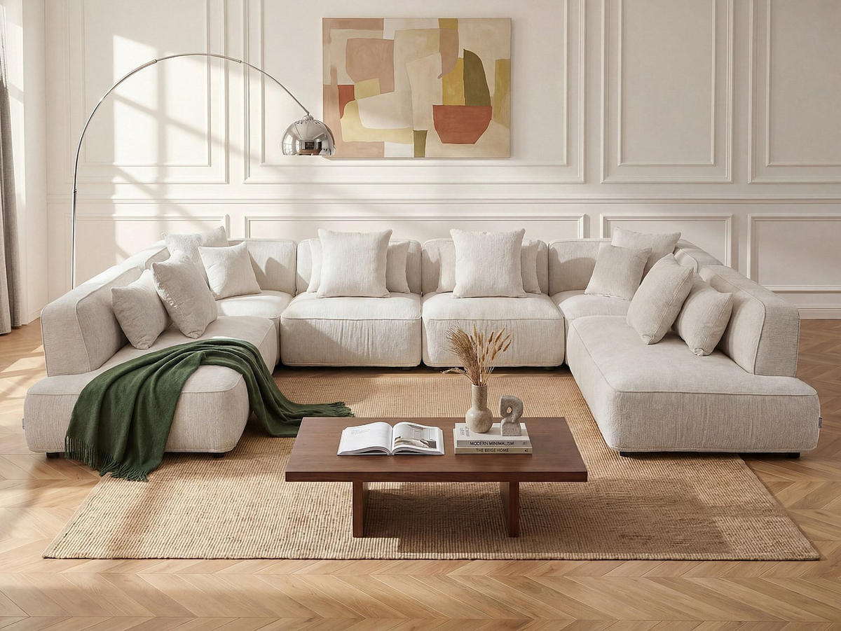 RECAMIERE ohne Schlaffunktion - 1 Person - stoff - beige Lelaco - Beige, Textil (145/74/105cm) - Vente-Unique