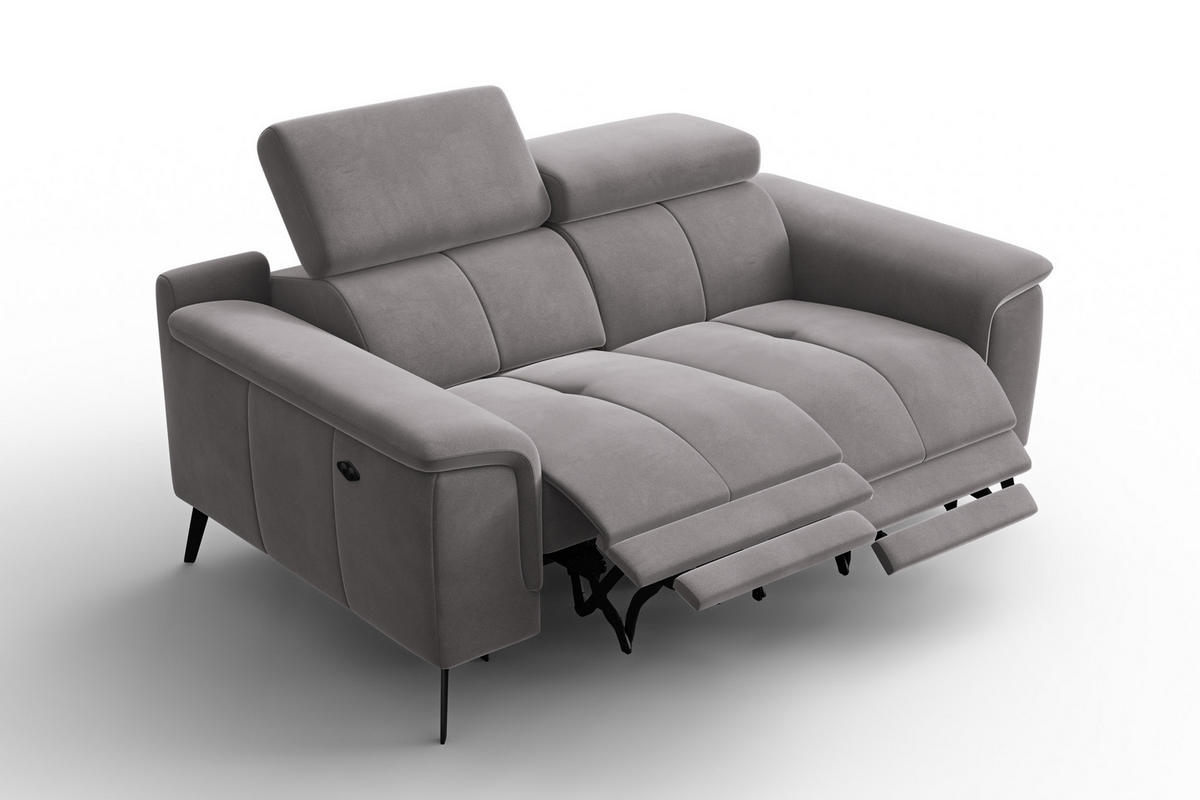 SOFA RELAX FIERO 2-Sitzer, Dunkelgrauer Veloursstoff - Dunkelgrau/Schwarz, Holz/Textil (170/82/103cm) - Courtois Laville