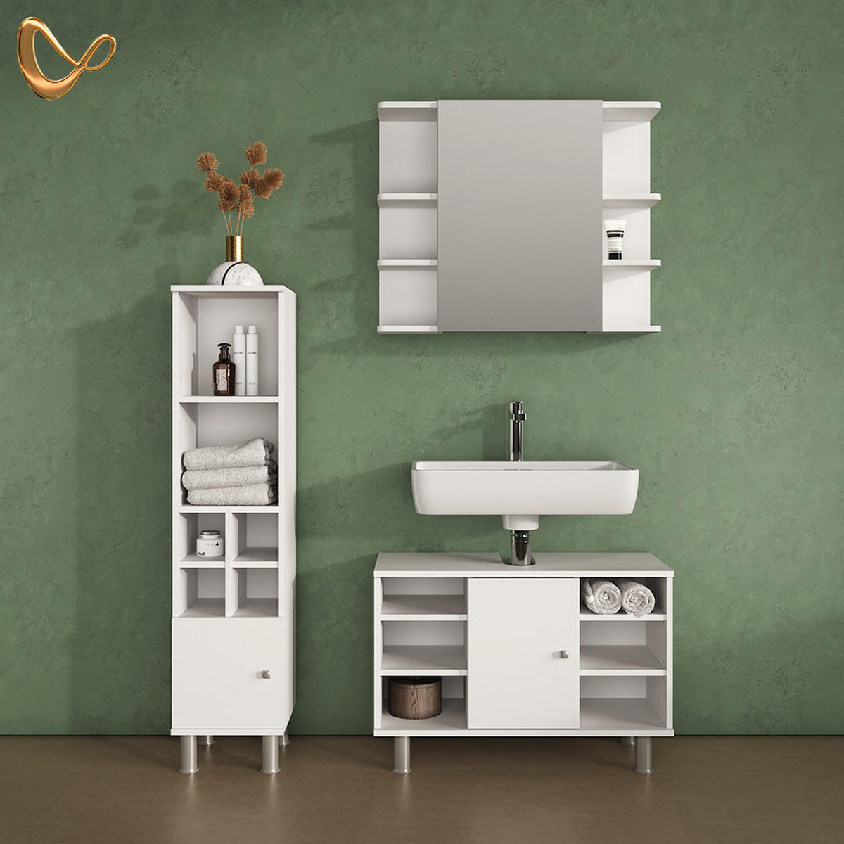 WASCHBECKENUNTERSCHRANK Fucino Weiß 80 x 54 cm - Weiß, Holzwerkstoff (80/54/32cm) - Livinity®