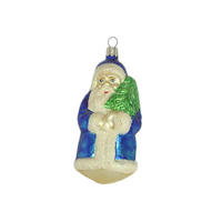 CHRISTBAUMSCHMUCK Weihnachtsmann mit Mantel blauer 11 cm - Multicolor, Metall (0.1/11/0.1cm)