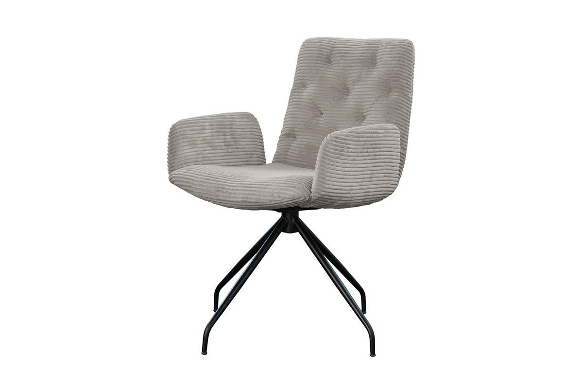 DREHSTUHL NEW CHARME Steingrau Cord - Grau, Textil (59/87/66cm) - KAWOLA