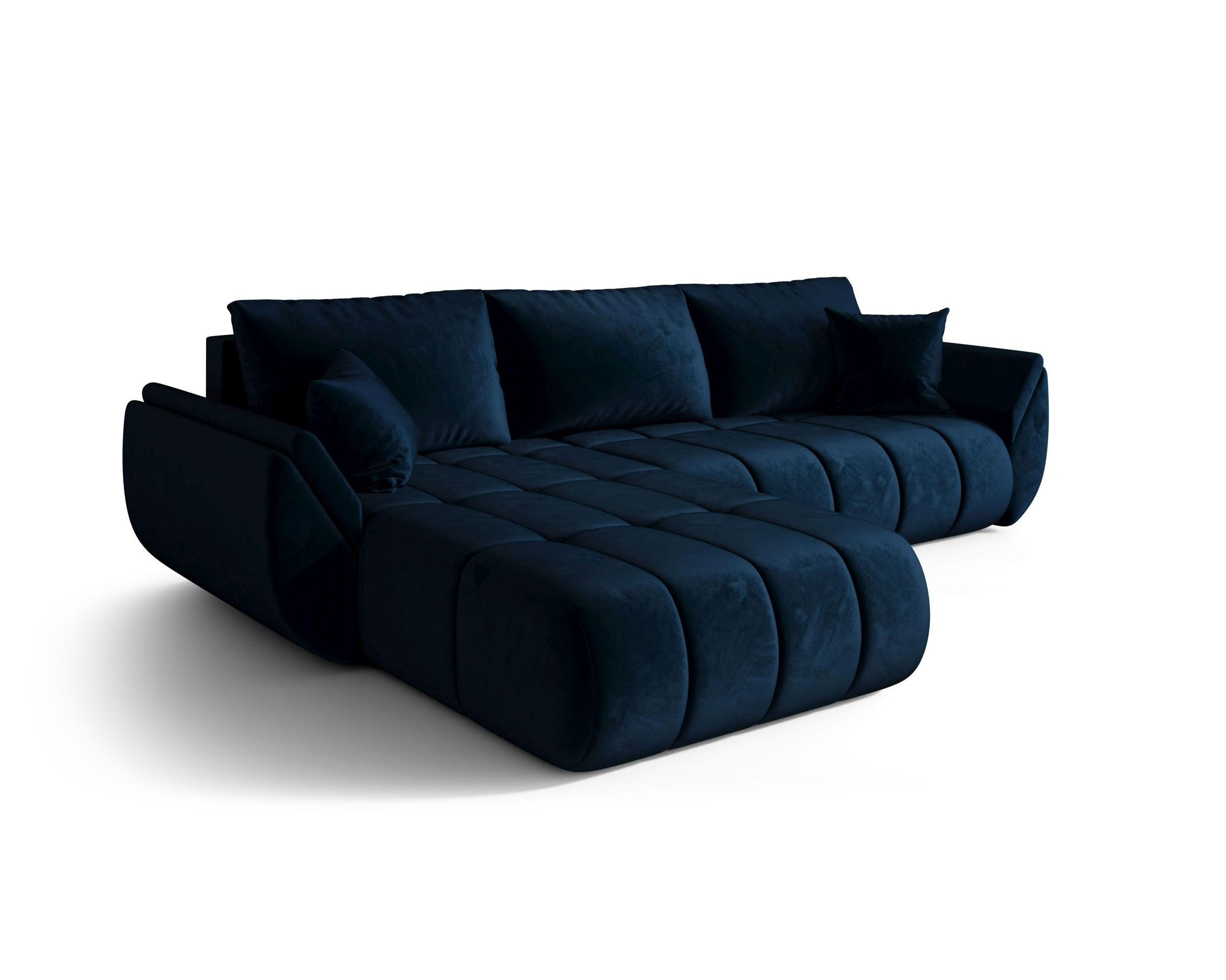ECKSOFA SYDNEY PREMIUM links dunkelblau Velours Monolith 77 - Schlaffunktion, Bettkasten - Dunkelblau, Textil (280/184cm) - Cornero