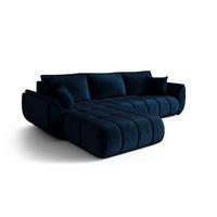 ECKSOFA SYDNEY PREMIUM links dunkelblau Velours Monolith 77 - Schlaffunktion, Bettkasten - Dunkelblau, Textil (280/184cm) - Cornero