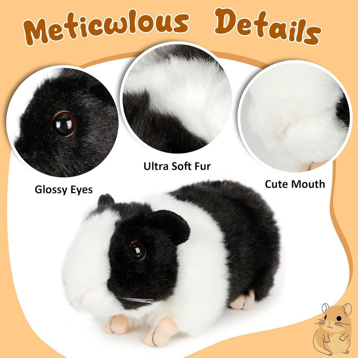 STOFFTIER Meerschweinchen Schwarz Realistisch - Multicolor, Textil (8.8/20cm)