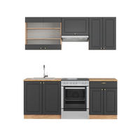 KÜCHENZEILE Fame-Line Anthrazit Landhaus/Goldkraft Eiche 200 cm AP Eiche - Honigeiche/Dunkelgrau, Holzwerkstoff (200/81.6/60cm) - Vicco