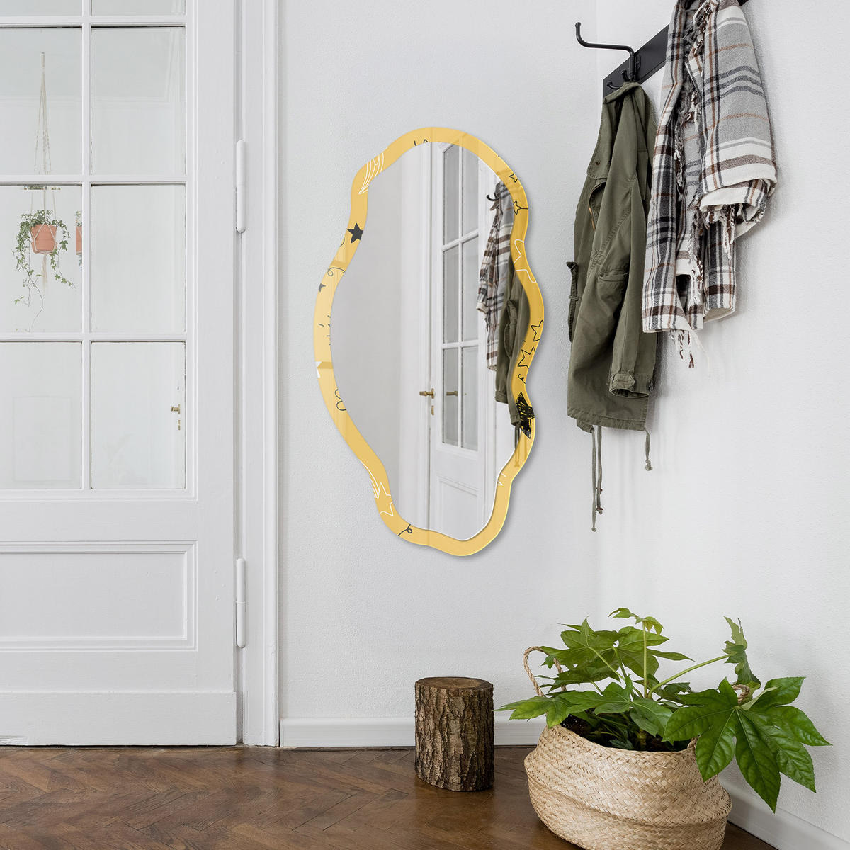 SPIEGEL 90x45 cm asymmetrisch mit Druck - Sternmotiv - Transparent, Glas (45/90/0.4cm) - TULUP