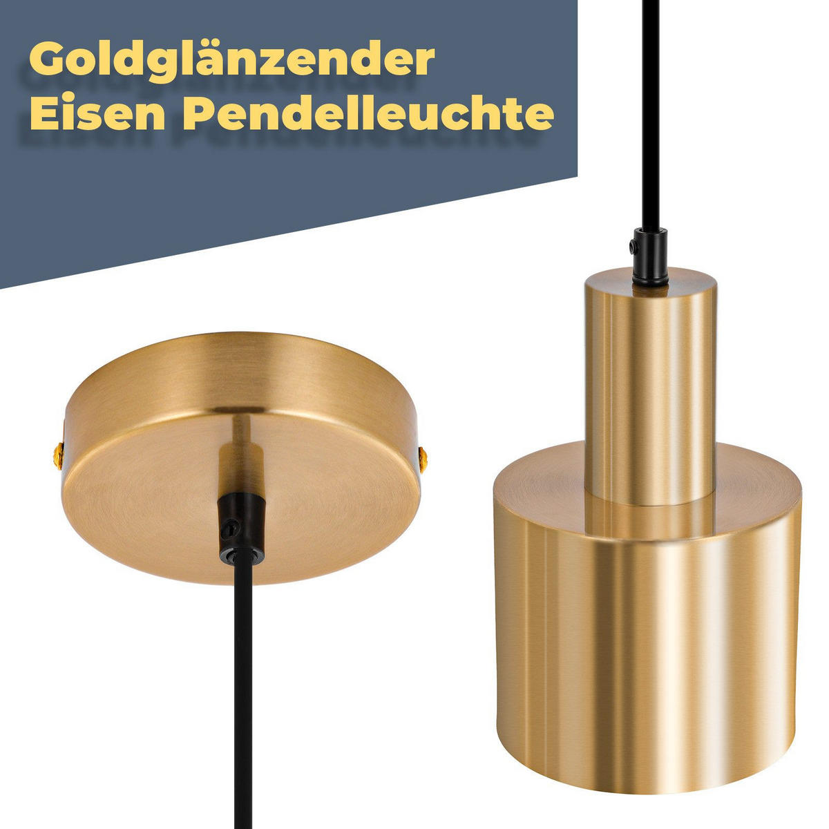 HÄNGELEUCHTE Erisg 12/10/143 cm - Goldfarben, Metall (12/10/143cm) - ZMH