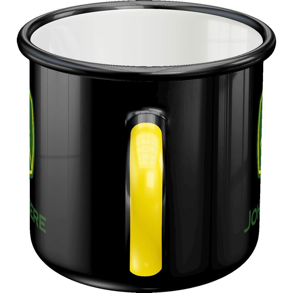 EMAILLE-BECHER 360 ml John Deere Logo Black - Schwarz/Grün, Metall (0.36L) - Nostalgic-Art