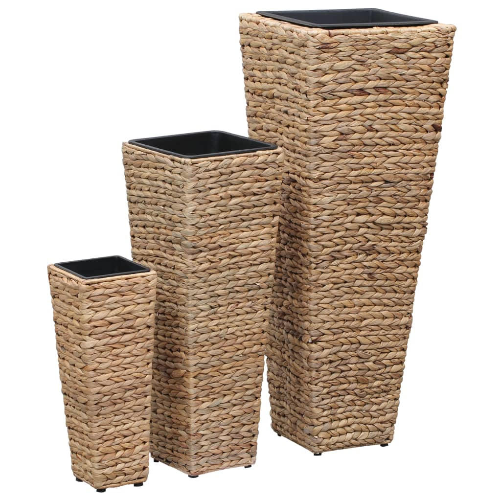 BLUMENKÜBEL 3er Set Wasserhyazinthe Braun - Braun, Naturmaterialien (30/80/30cm) - vidaXL