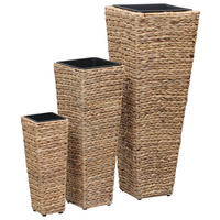 BLUMENKÜBEL 3er Set Wasserhyazinthe Braun - Braun, Naturmaterialien (30/80/30cm) - vidaXL