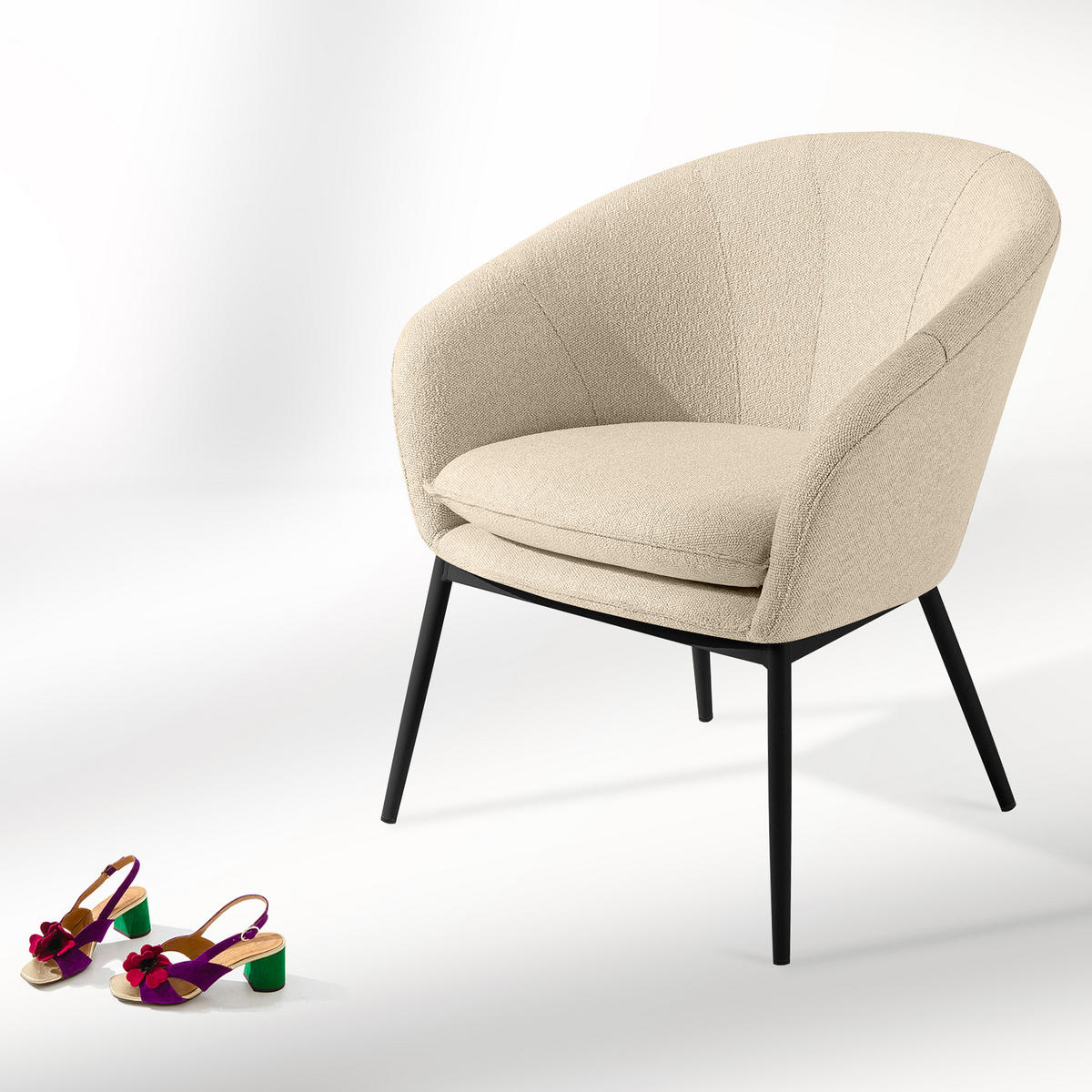 GARTENMÖBELSET SOLIS Gartenlounge-Set, creme/schwarz - Creme, Textil/Metall - KONSIMO®