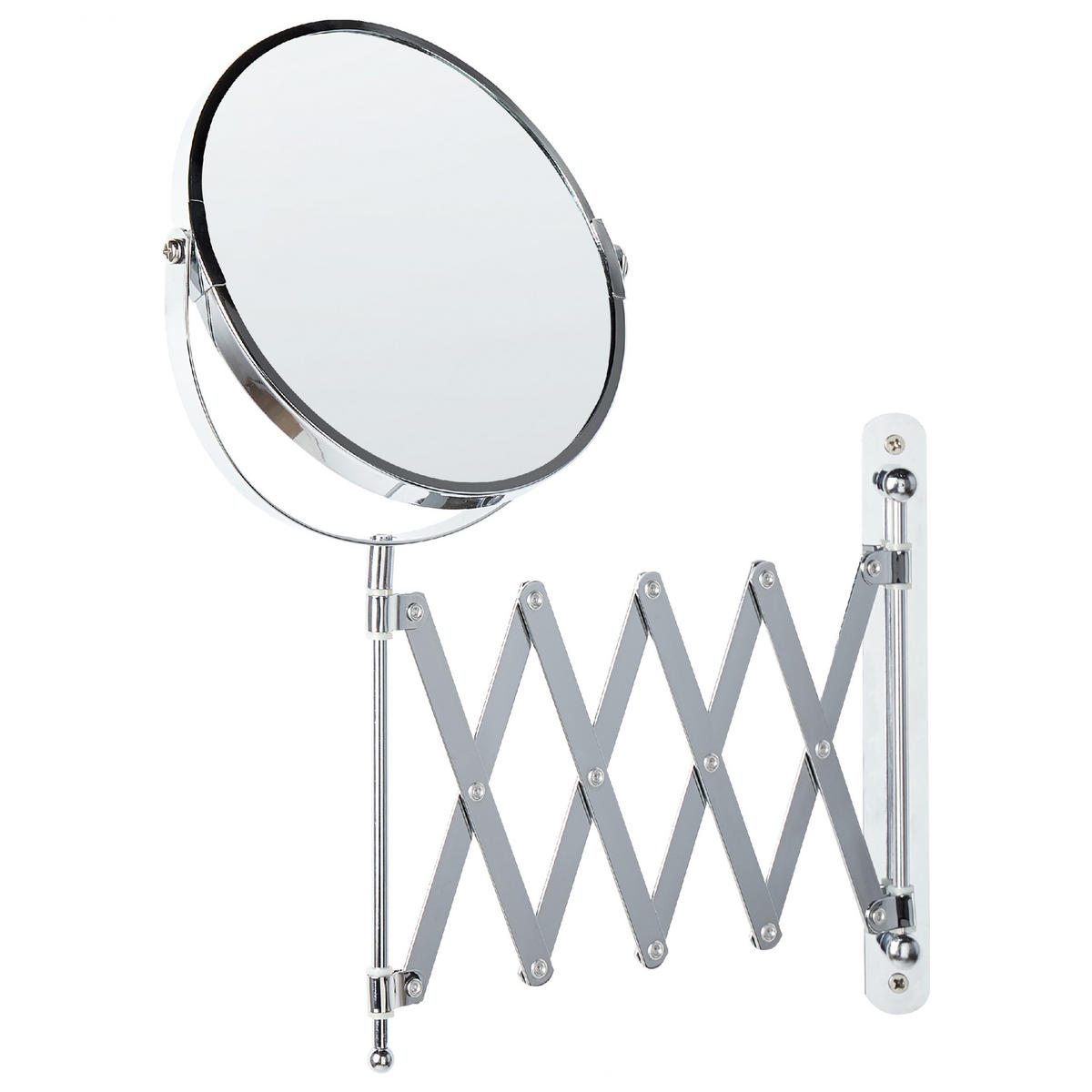 WANDSPIEGEL mit Ausziehfunktion 19 cm Silber Yvelines - Silberfarben, Metall (5/57/36cm) - Beliani