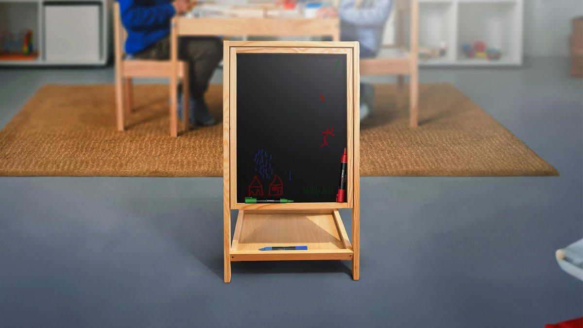 DREHBARE Holztafel für Kinder, zum Zeichnen, magnetisch, Höhe 80 cm - Weiß, Metall (79/44.5/2cm) - ALLboards