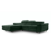 ECKSOFA L Form Arborio Dunkelgrün 280/203/90 cm Links mit Schlaffunktion - Dunkelgrün/Schwarz, Textil/Metall (203/280cm) - AX Living