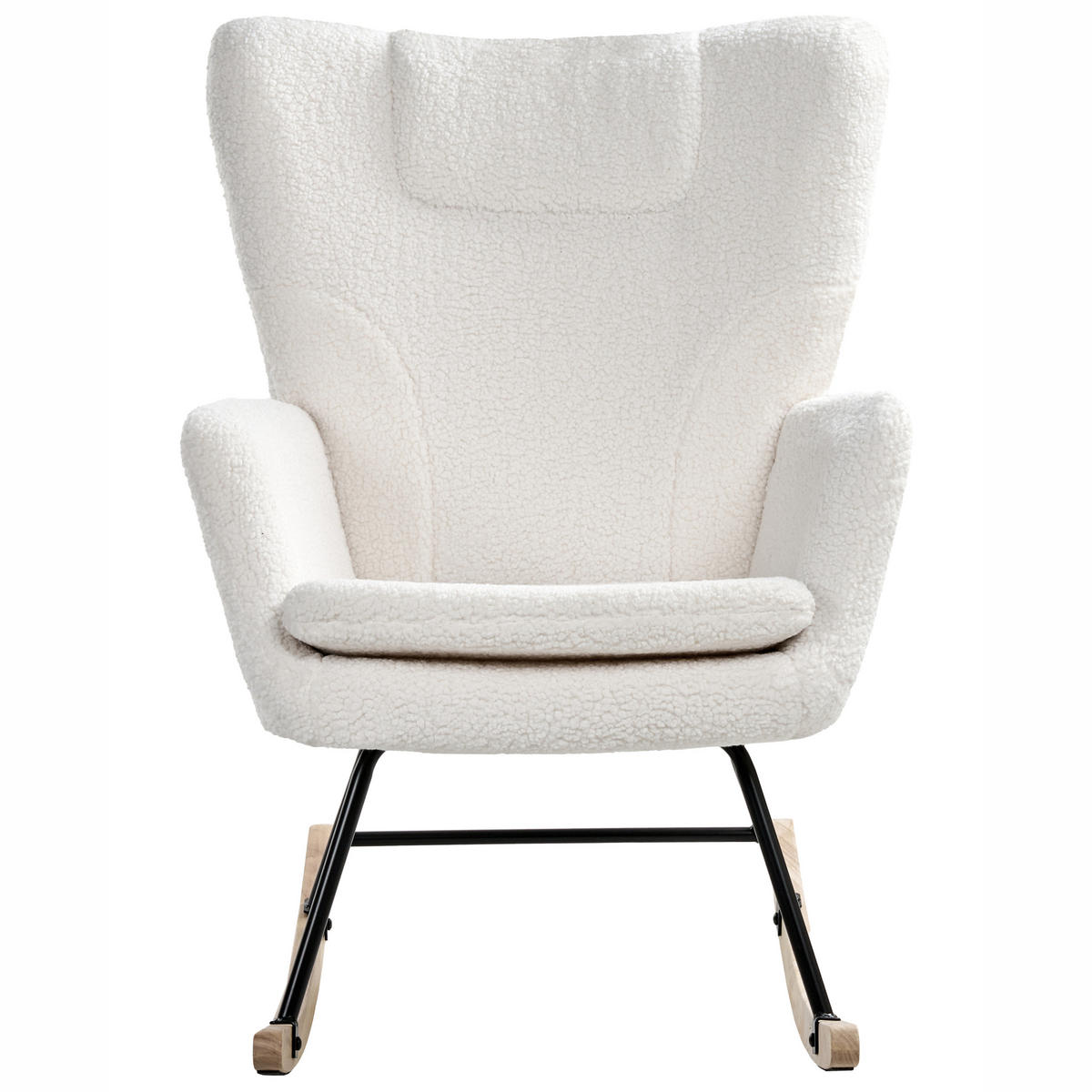 SCHAUKELSESSEL Bouclé Weiß Sandve - Hellbraun, Textil (72/98/87cm) - Beliani