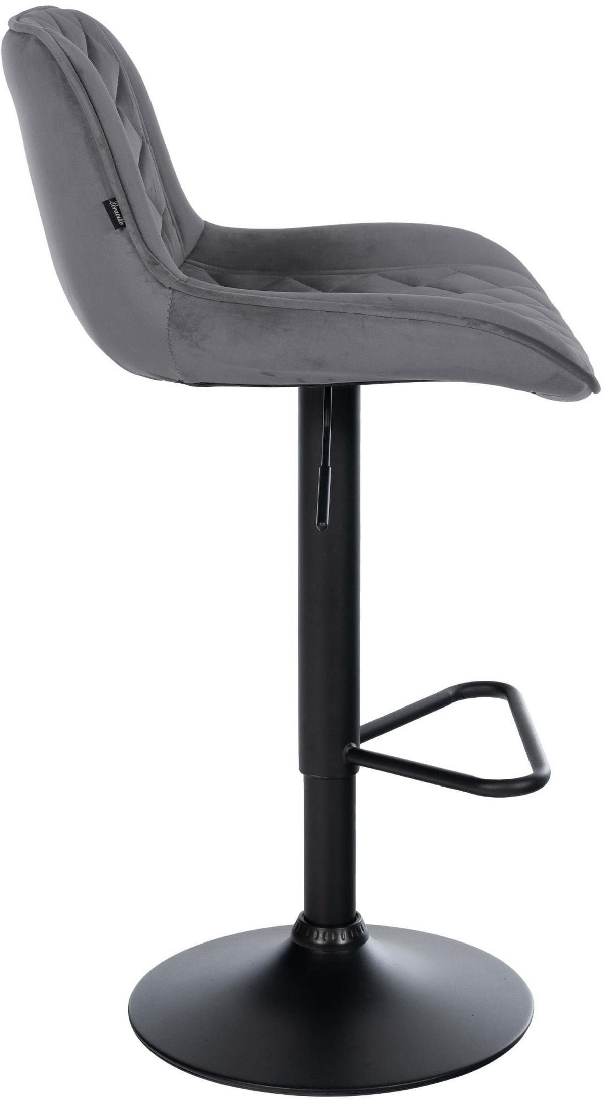 BARHOCKER Samt Dunkelgrau - Dunkelgrau/Schwarz, Textil/Metall (50/84/52cm) - CLP