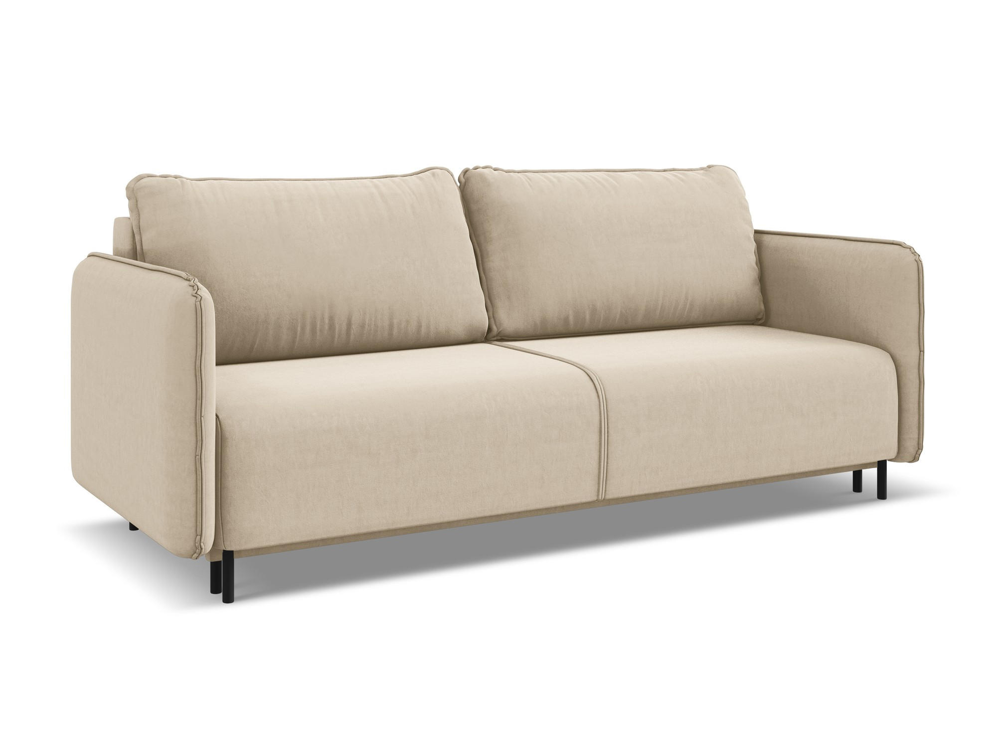 3-SITZER SOFA mit Schlaffunktion Samt Stoff Beige - Beige/Creme, Holz/Textil (226/90/92cm) - Makamii