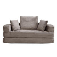 SCHLAFSOFA DE-33440 ovales Klappsofa-Bett mit 3 Kissen Hellbraun - Hellbraun, Textil (173/40/176cm) - ComfortXL