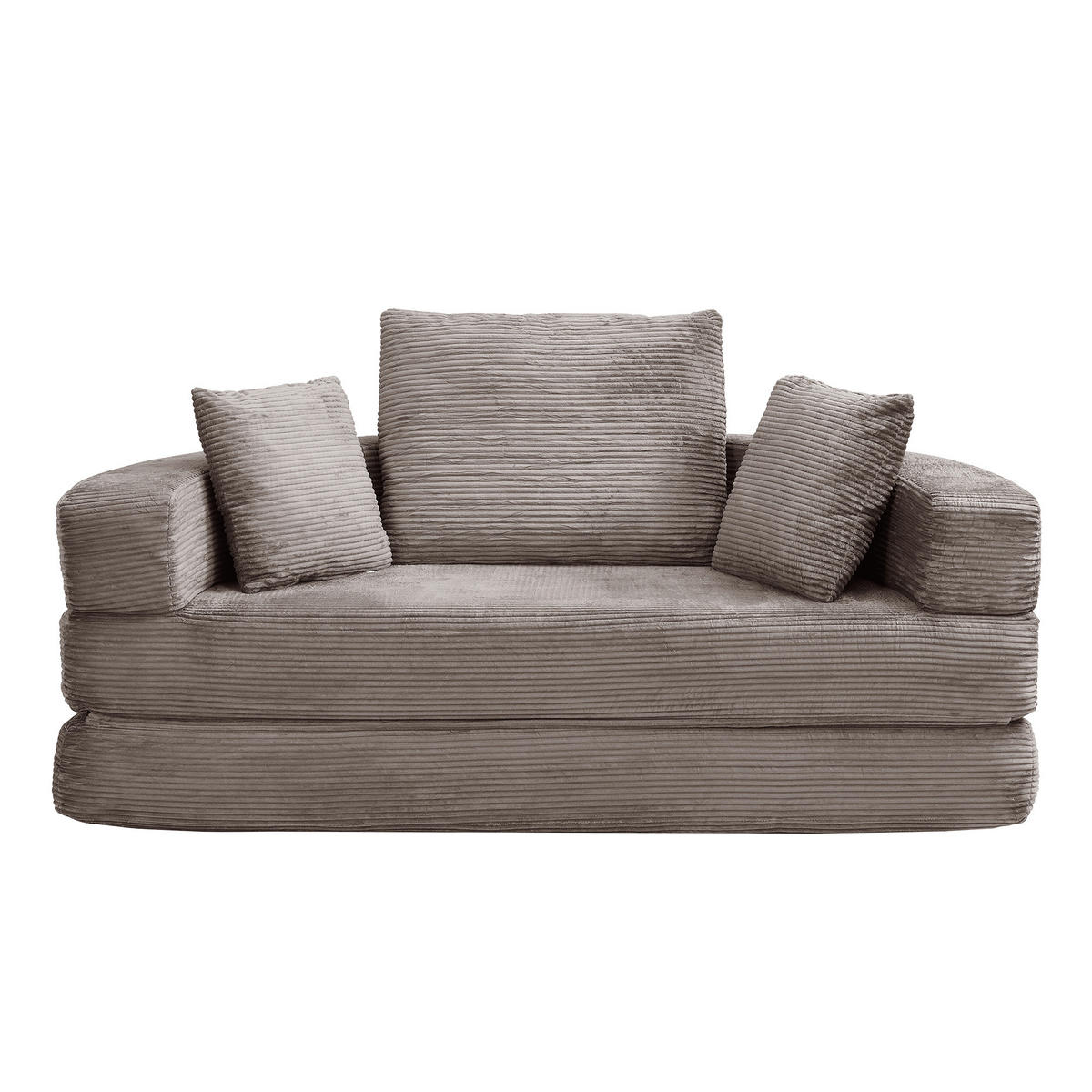 SCHLAFSOFA 173/88/60 cm Braungrau mit 3 Kissen - Graubraun, Textil (176/40/173cm) - Oxeza