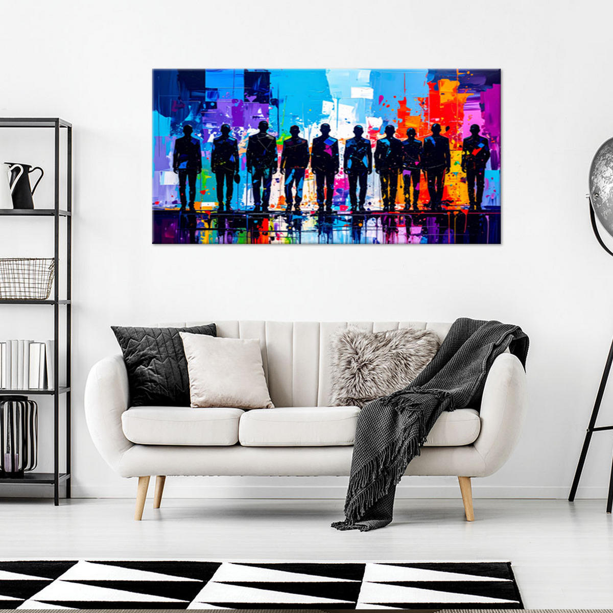 LEINWANDBILD Figuren Menschen Bunte Abstrakt 80x40cm - Multicolor, Textil (80/40cm) - Feeby