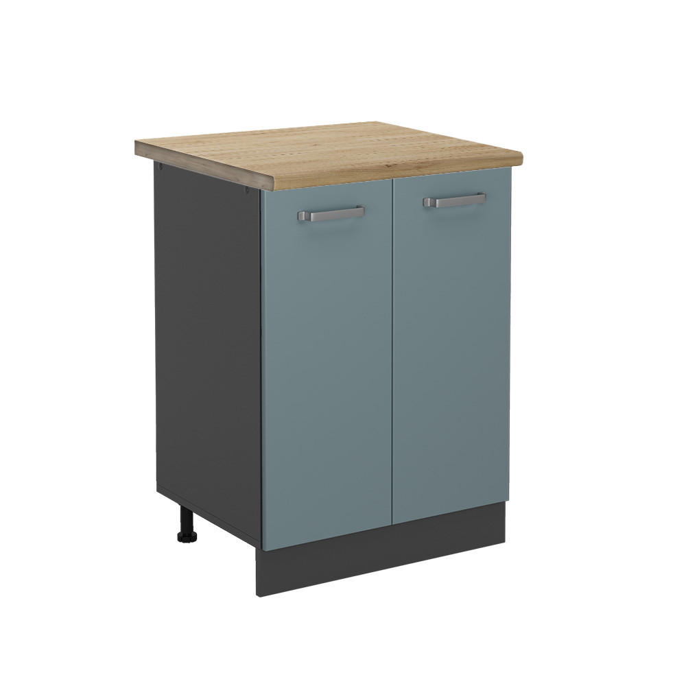 KÜCHENUNTERSCHRANK R-Line Blau-Grau 60 cm, AP Eiche - Anthrazit/Blaugrau, Holzwerkstoff (60/81.6/60cm) - Vicco
