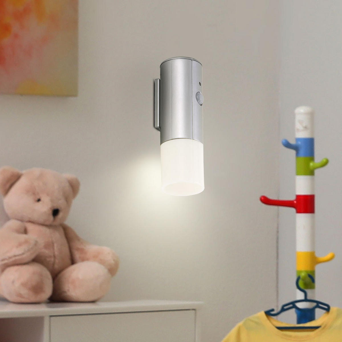 LED WANDLEUCHTE Silber mit Bewegungsmelder - Silberfarben, Kunststoff (4/12.5/4cm) - Briloner