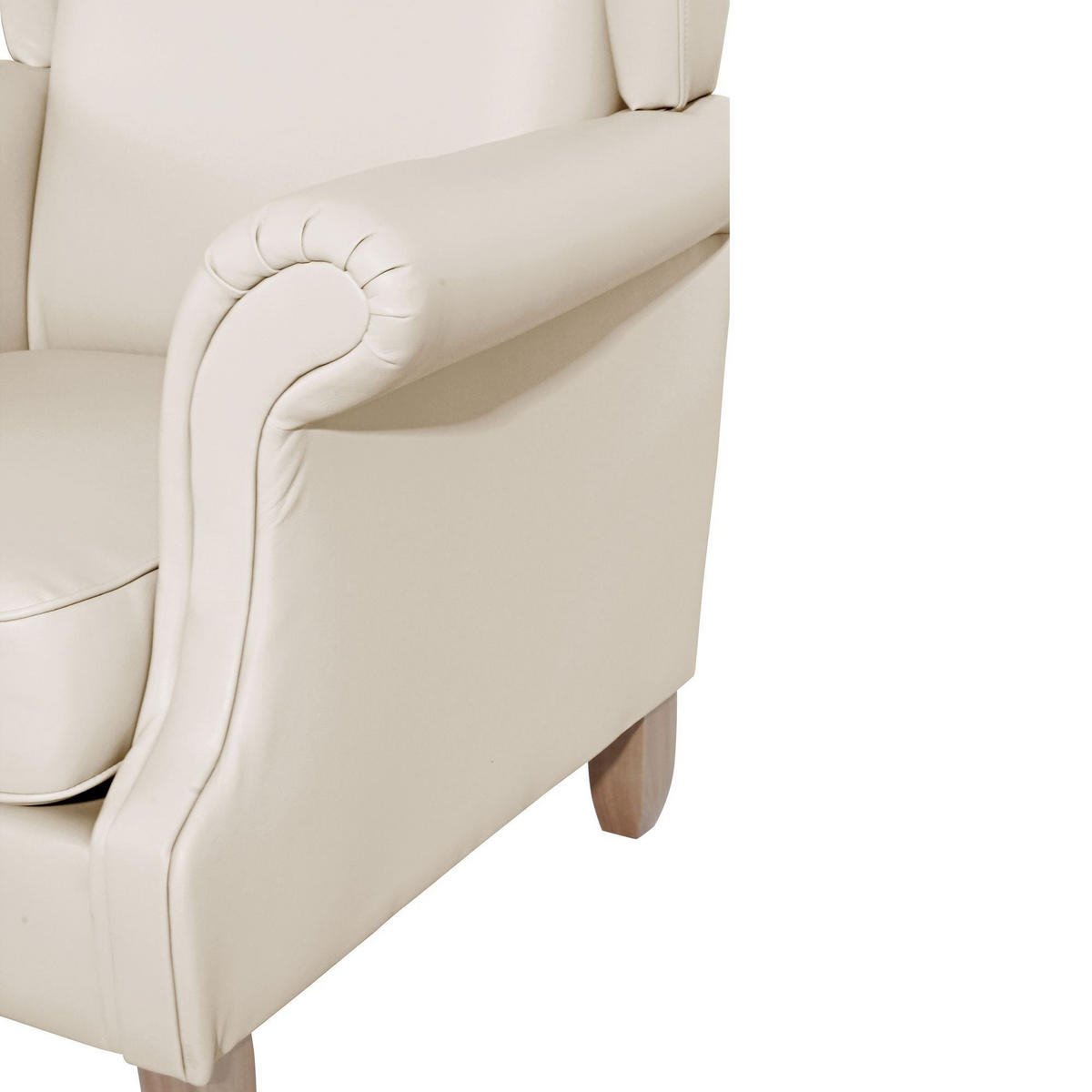 OHRENSESSEL Katria Bezug Kunstleder Buche natur / beige - Weiß, Kunststoff (88/108/84cm) - 58aufmkessel