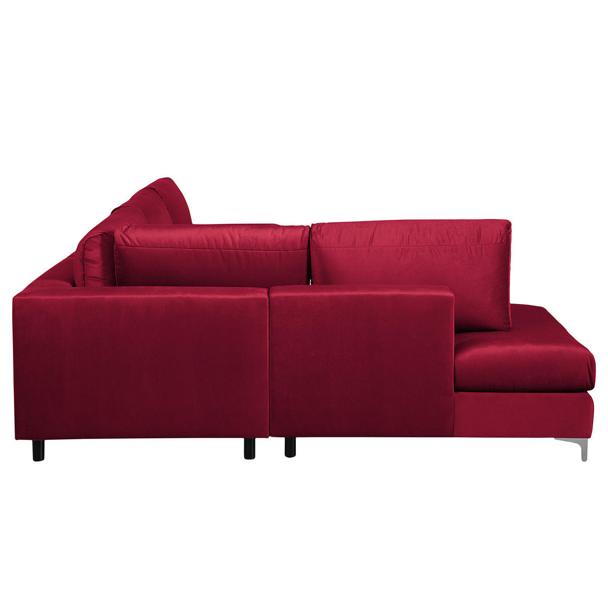 ECKSOFA mit Ottomane - Chromfarben/Bordeaux, Textil/Metall (302/1cm) - home24