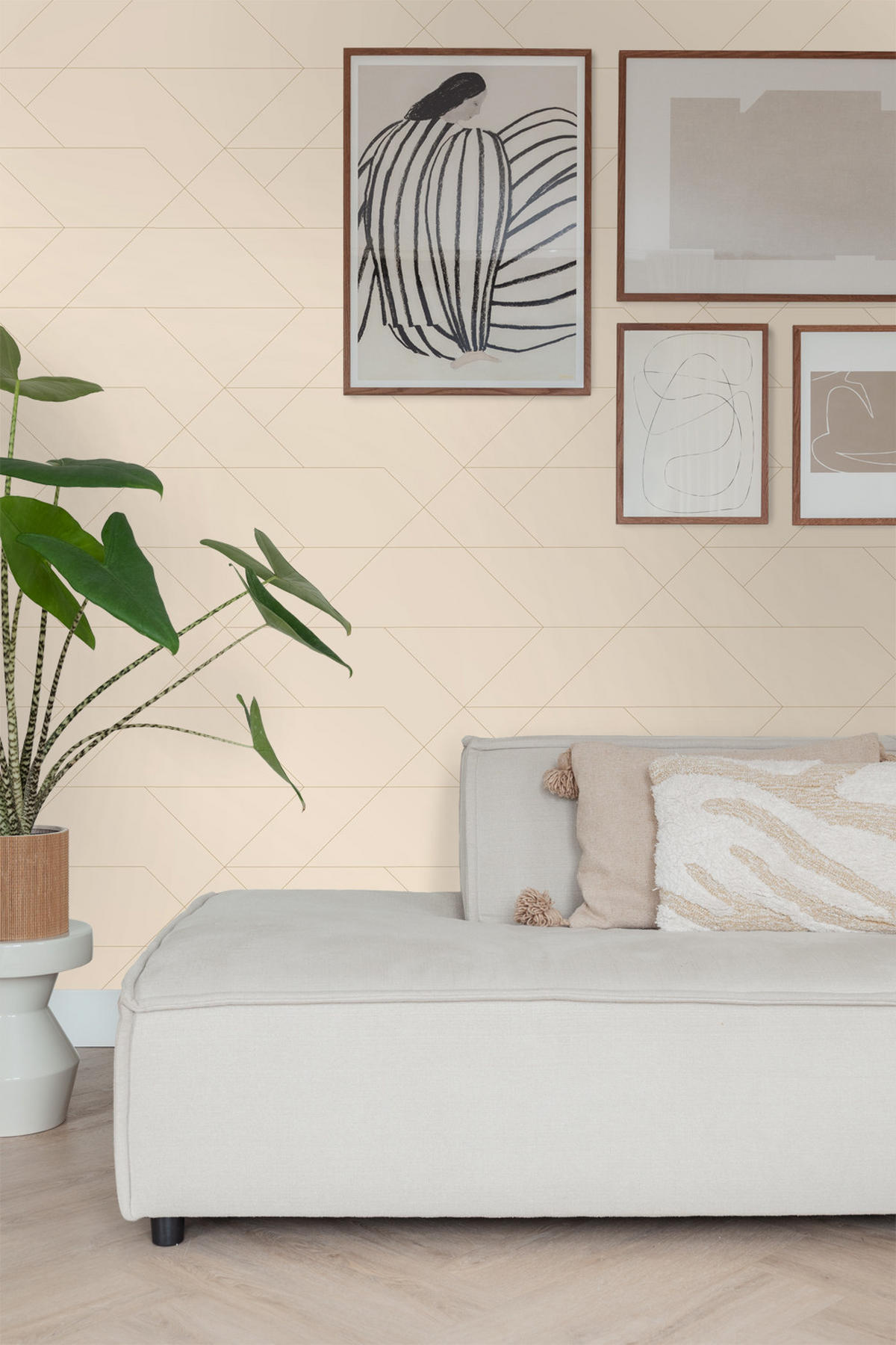 TAPETE grafische Linien 50 x 900 cm - Beige, Papier (50/900cm) - ESTAhome