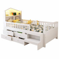 KINDERBETT 90x200 cm LED USB Schubladen weiß - Weiß, Holz (90/200cm) - LEBENLANG