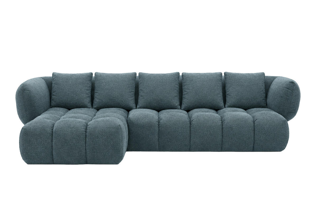 ROHOVÁ SEDAČKA ve tvaru L, žinylková tkanina Puente, Petrolejová, Levá strana, SEVIO L - petrolejová, dřevo (242/175cm) - Kaiser Möbel