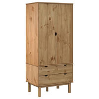 KLEIDERSCHRANK OTTA 76,5x53x172 cm Massivholz Kiefer - Naturfarben, Holz (76.5/172/53cm) - furnicato