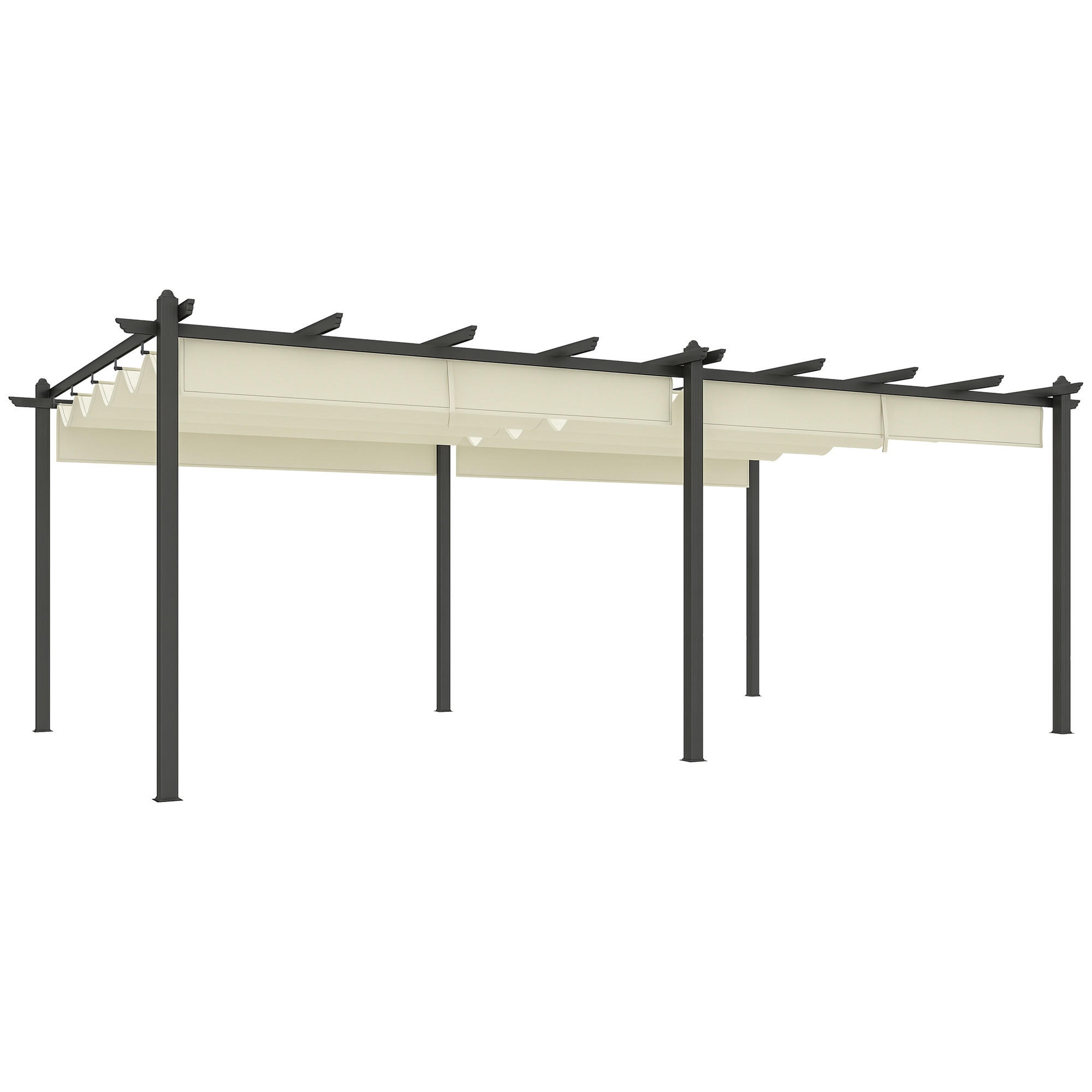 PERGOLA DE-12645 350/600 cm ausziehbar mit Alurahmen Beige - Beige, Metall (358/223/597cm) - ComfortXL