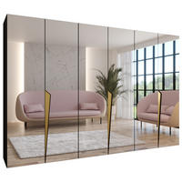 DREHTÜRENSCHRANK 202/300/52 6-türig - Goldfarben/Schwarz, Holz/Metall (300/202/52cm) - Abiks Möbel