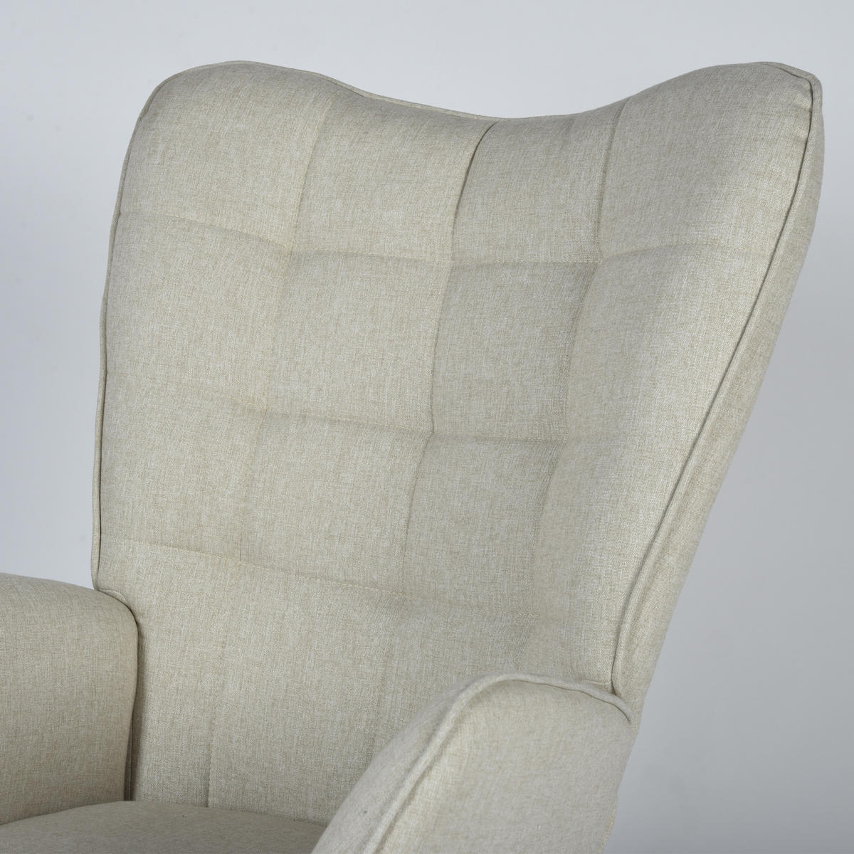2ER Set Schaukelstuhl Massivholz, Beige - Beige, Textil (66/98/84cm) - Meubles Cosy
