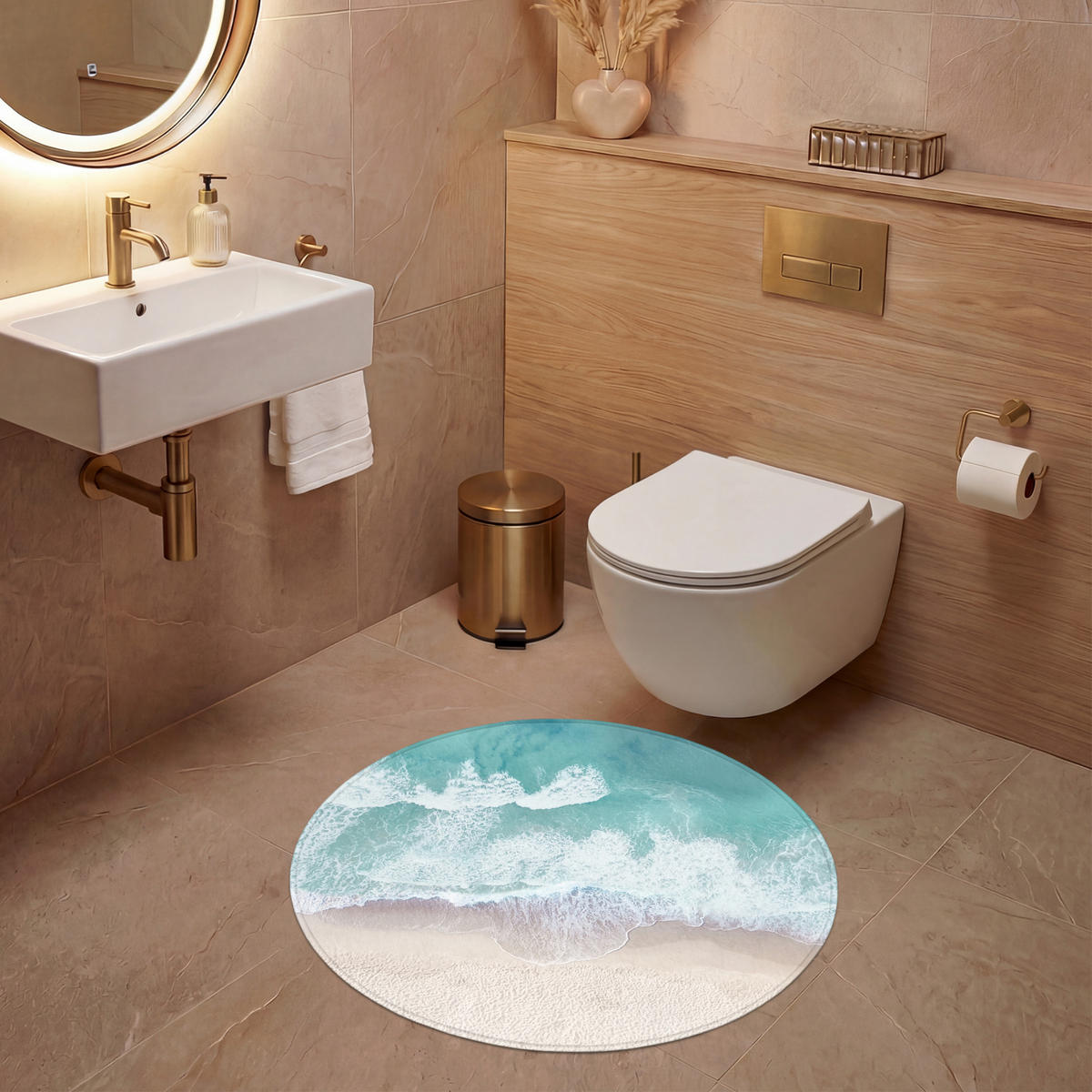 WC PŘEDLOŽKA Pláž - Moře - Příroda - Léto 70x70 cm - tyrkysová, textil/plast (70/1cm) - OnlyWow