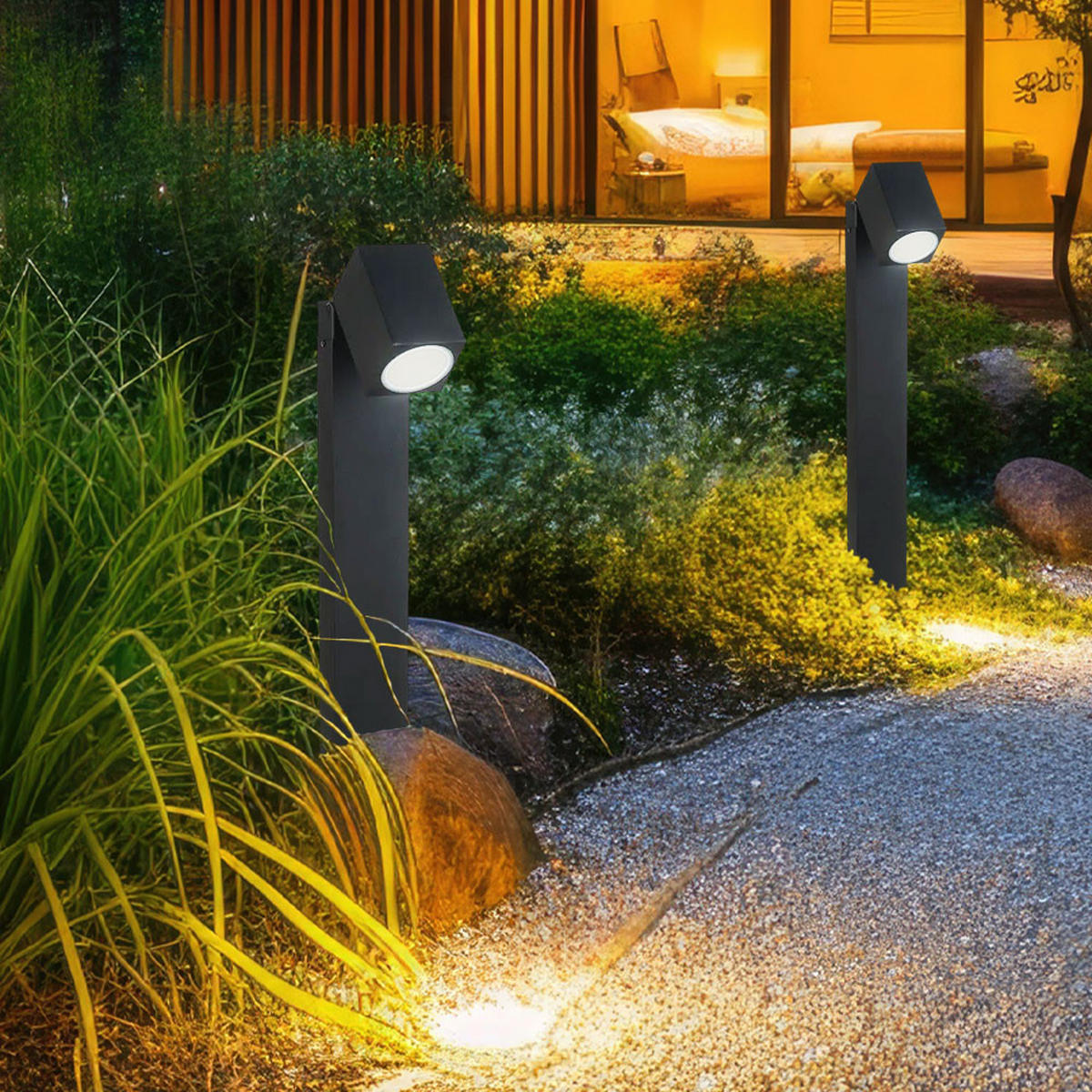 LED WEGELEUCHTE Aluminium Schwarz 2er Set - Schwarz, Metall (11.75/10.5/80cm)