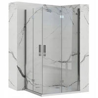 DUSCHKABINE Rea Molier Chrome Double 80x90 - Chromfarben, Glas (80/90/190cm) - REA