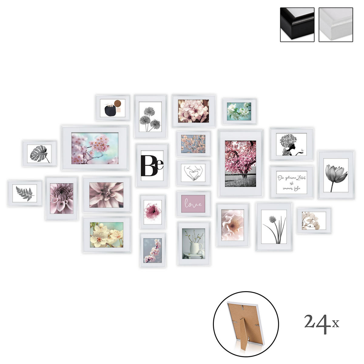 BILDERRAHMEN Blossom Kunststoff Weiß (24tlg) - Weiß, Kunststoff (26/2/35cm) - BoMoe